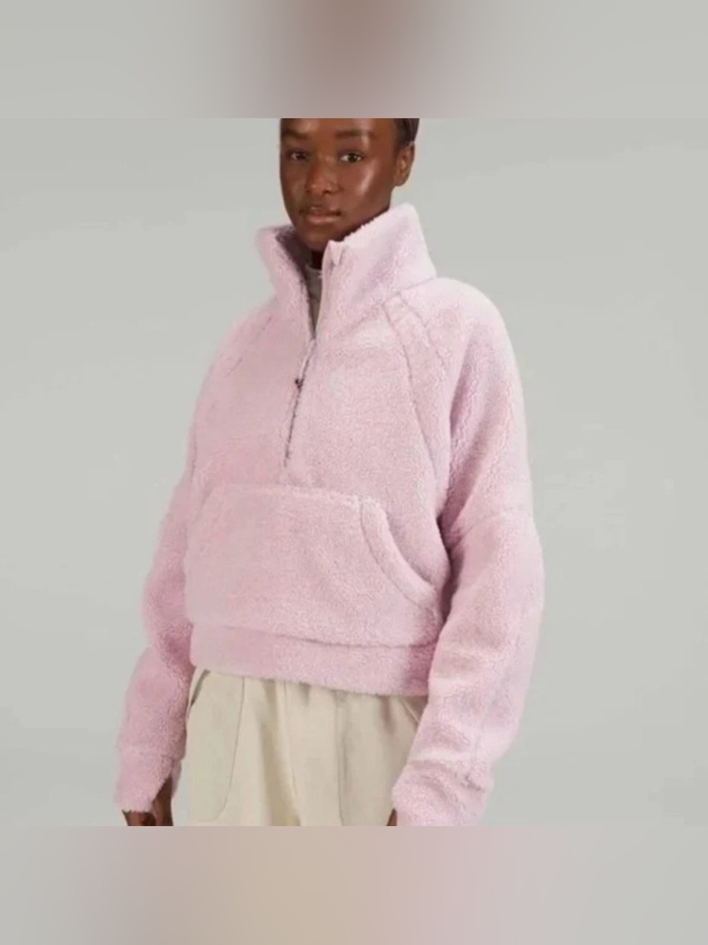 Lululemon Scuba Funnel Neck 1/2 Zip Hoodie Sherpa Fleece Pink Peony Size M/L